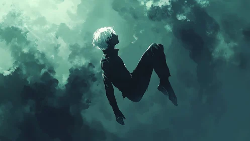 Quiet Drift Through Teal Clouds Of Thoughtful Night.