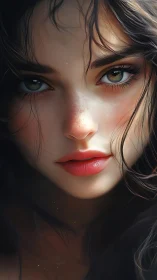 Haunting close-up portrait captures ethereal feminine beauty