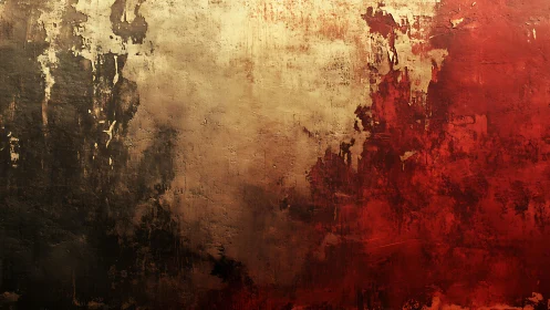 Grunge Textured Abstract Wall Art in Black, Beige, and Red Tones.
