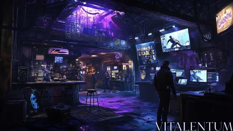 Neon-lit hacker arcade where late-night screens never sleep.