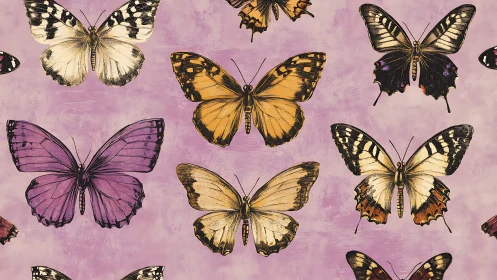 Whimsy-winged butterflies drifting across lilac daydreams.