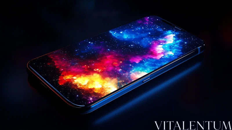 Edge-lit smartphone displays vivid nebular galaxy interface