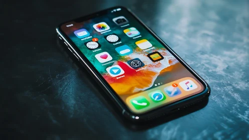 iPhone Home Screen Interface displaying application ecosystem arrangement.