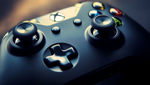 Xbox Wireless Controller Close-up with Metallic Surface Detail.
