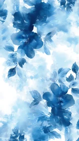 Serene Blue Blooms Floating in Soft, Dreamy Clouds.