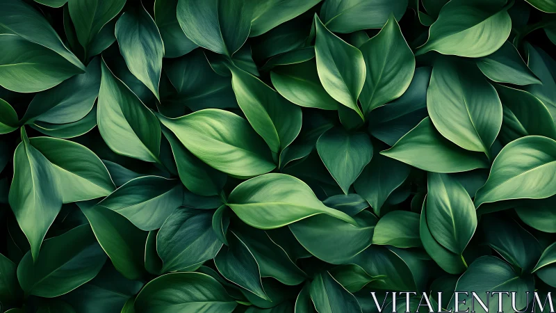 Lush green leaves layered in a soothing natural embrace.