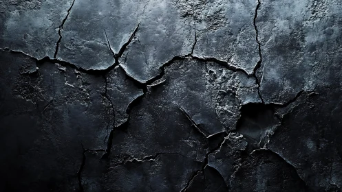 Dark cracked concrete surface with irregular fracture lines.