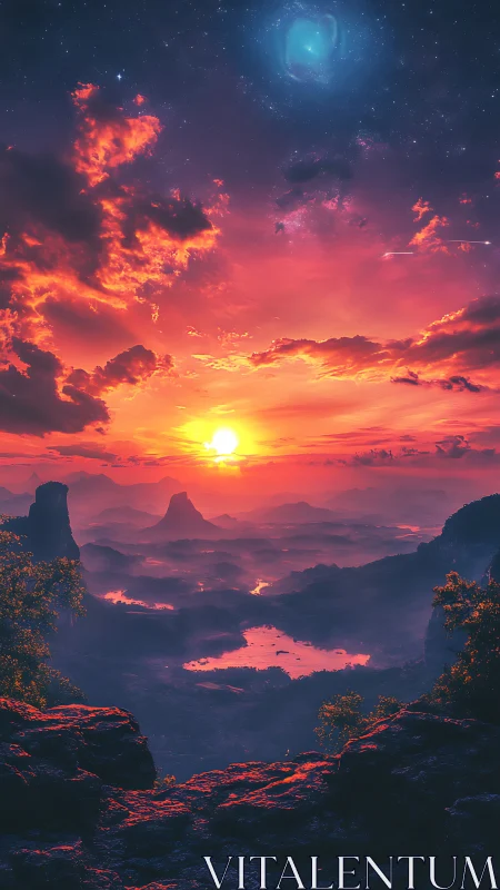 Twin skies trade secrets above a molten dream valley