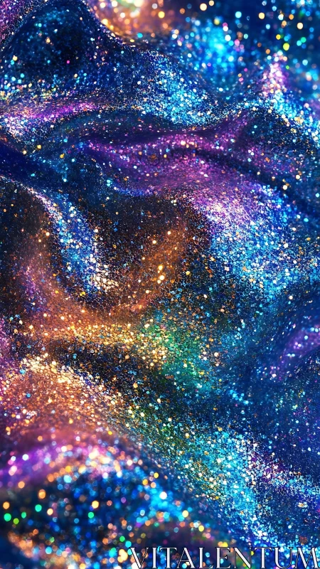 Iridescent glitter fabric folds with high-frequency specular highlights