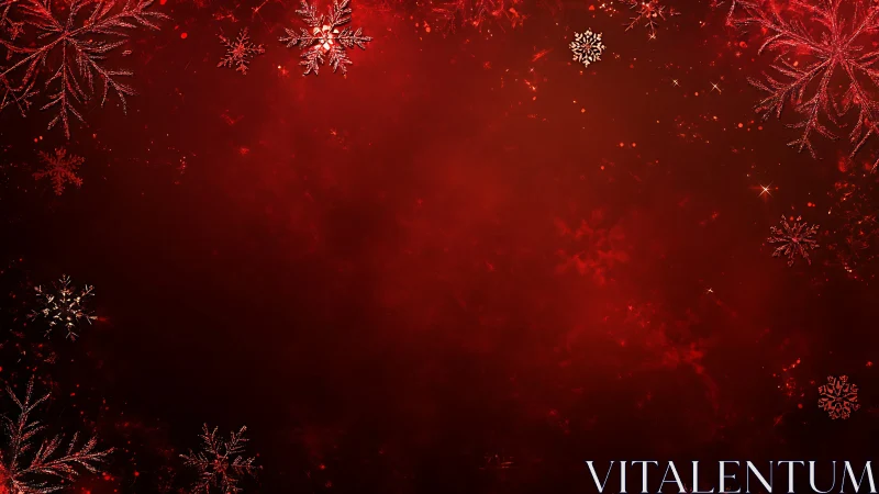 Red festive snowflake background glows with subtle sparkle.
