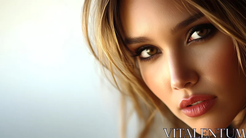 Golden-hour portrait showcases luminous hazel eyes, soft focus.