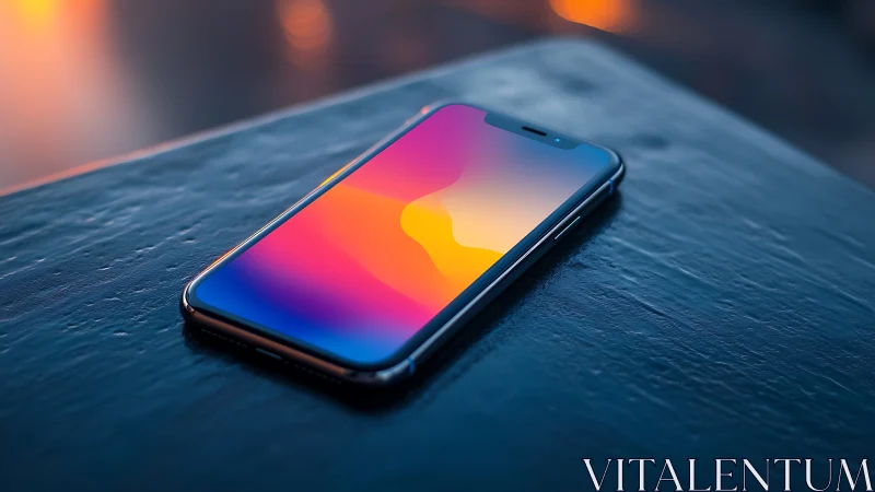 Modern Smartphone Glowing with Vibrant Rainbow Colors.