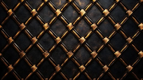 Luxurious Diamond Patterned Leather Texture with Gold Accents.