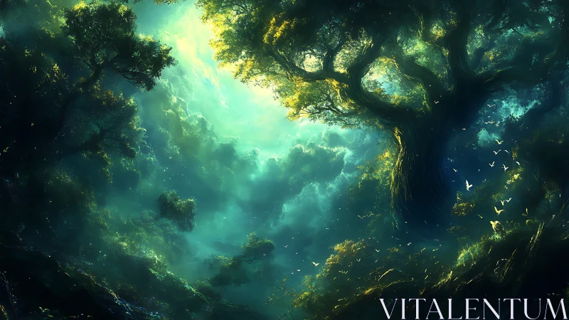 Emerald Cathedral of Ancient Light and Soaring Wings