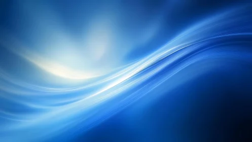Abstract blue wave background with smooth flowing lines, digital art.