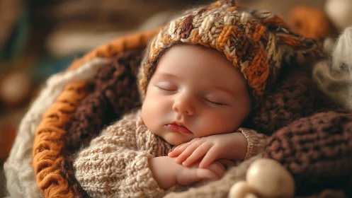 Autumn-nest dreamer curled in knitted, caramel quietude.