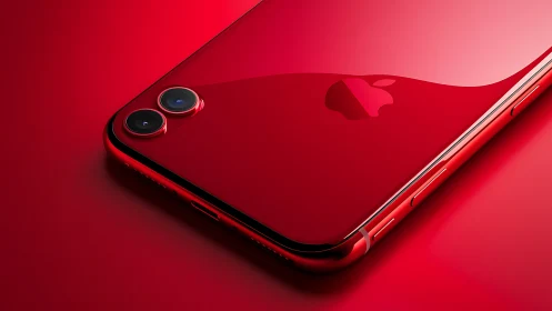 Red Smartphone Product Display Against Matching Gradient Background