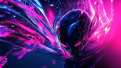 Luminous alien spirit wrapped in neon pink cosmic energy.