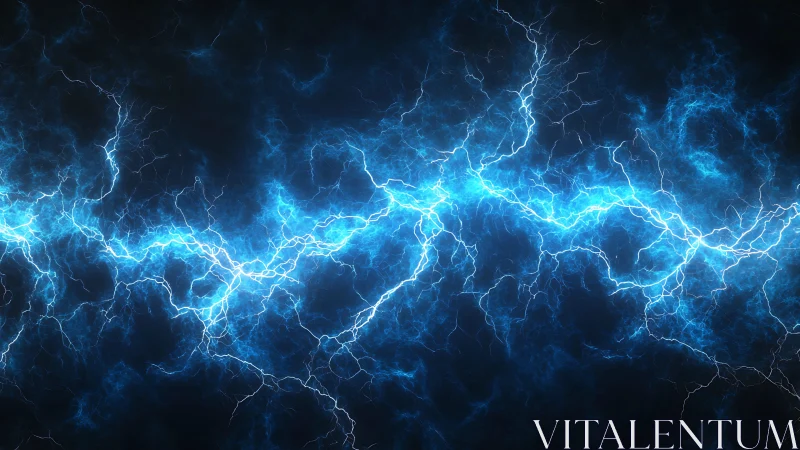 Electric blue lightning streaks energize a dark digital void