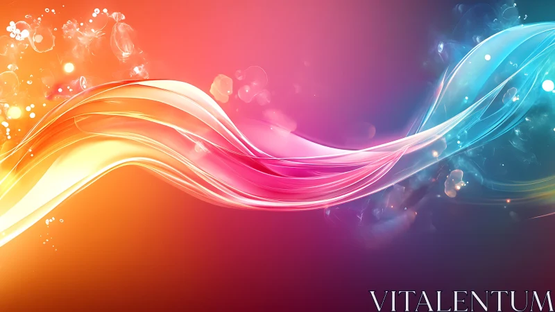 Flowing ribbons of light dance across a glowing color sky