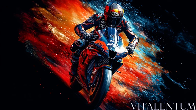 High-speed racing motorcycle rendered with dynamic motion trails