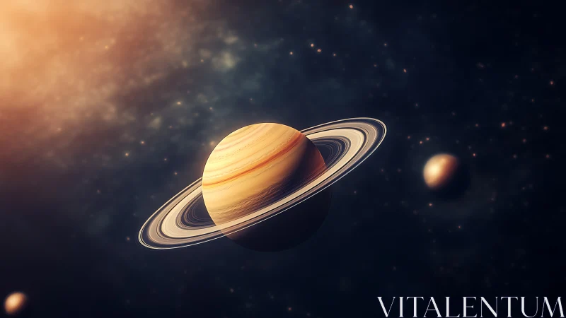 Ringed gas giant glows within deep star-filled cosmos