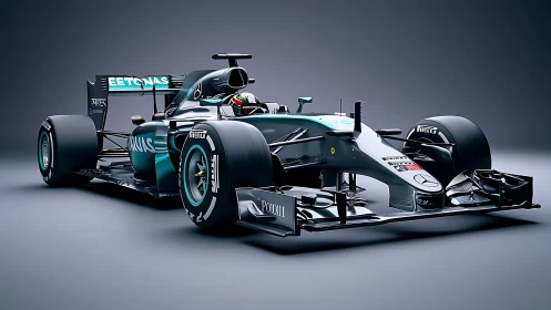 Wind-tunnel refined Formula racing chassis in studio isolation.