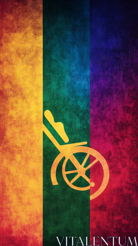 Disabled Accessibility Symbol Over Cameroon Flag Gradient Texture