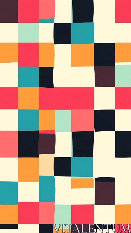 Vertical multicolor grid of irregular rounded geometric panels