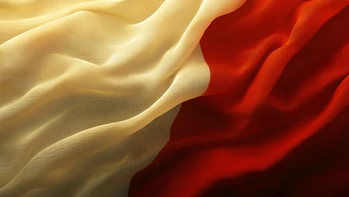 Flowing cream and red fabric with soft wave texture.