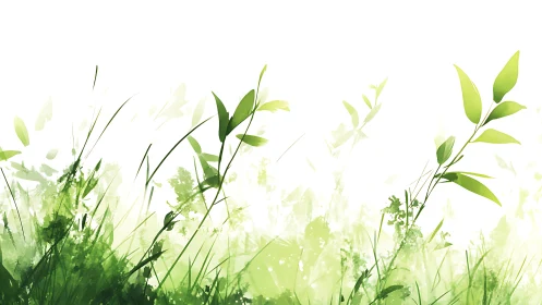 Soft green foliage rises into a bright, tranquil white sky