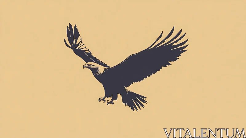 Majestic Eagle Silhouette in Flight Minimalist Vector Art.