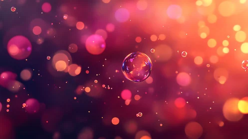 Colored translucent bubbles on defocused gradient background.