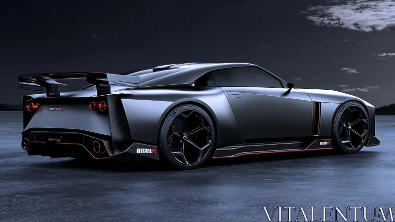 Aerodynamic matte-black hypercar rendered with high-spec 3D shading