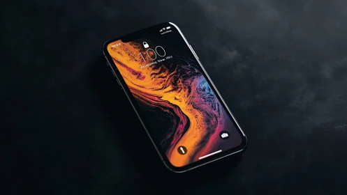 Premium Smartphone with Liquid Swirl Display Wallpaper.