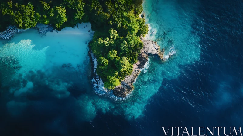Verdant Coastline: Aerial Seascape with Temperate Forest Cove.