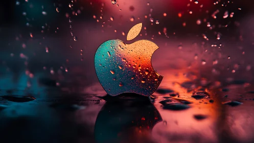 Liquid Glass Apple Logo with Dynamic Particle Dispersion