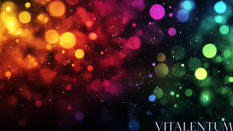 Radiant multicolor bokeh lights drift across a dark cosmos.