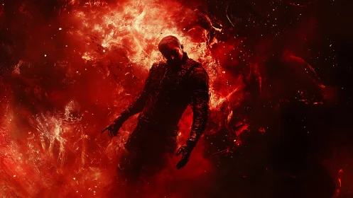 Emberfall Stranger Sinking Through a Bloodred Inferno.