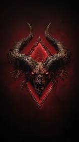 Horncrown sigil of the abyss, blazing in infernal red.