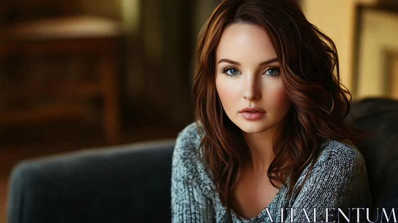 Soft-lit gaze unspools quiet stories across a cozy room