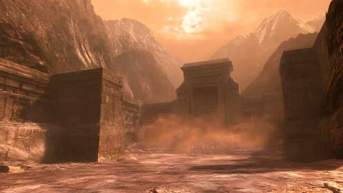 Sunlit desert ruins welcoming curious wanderers home.