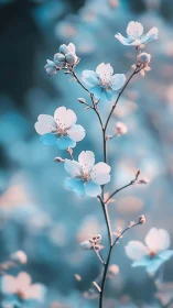 Delicate Blossoms in Soft Blue Light.