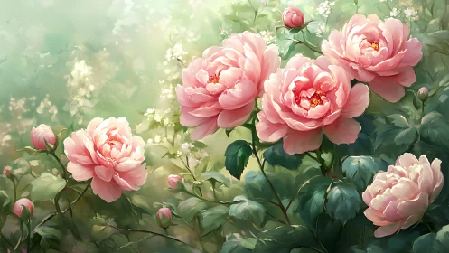 Pink Peonies in Soft Garden Light.