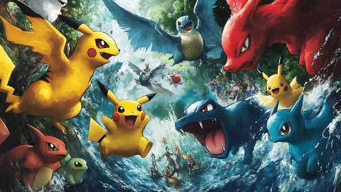 Torrent of battle-ready creatures surges through wild canyon.