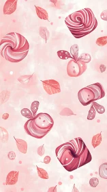 Spiral-Form Confectionery With Polka-Dot Winged Elements in Monochromatic Rose Palette.