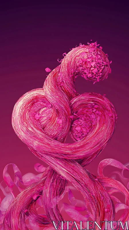 Twisting magenta fibers curl upward into a pulsing heart