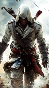 Hooded rogue warrior in battle-weathered tactical leathers.