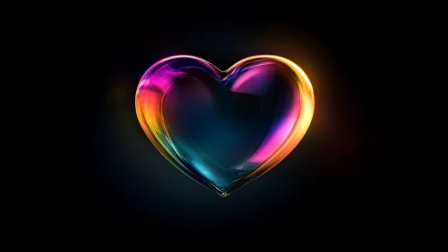Radiant Glass Heart Glows with Rainbow Light