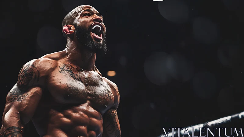 Triumphant Athletic Moment Captured in Dramatic Theatrical Lighting.